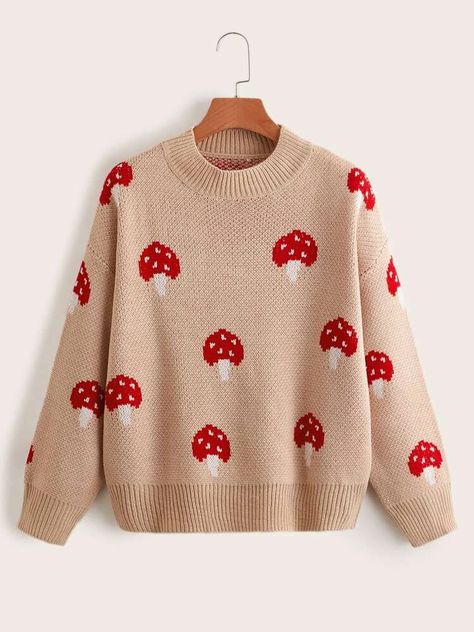 Mushroom Outfit, Sweater Designs, Unique Sweater, Mushroom Pattern, Ideas Crochet, Pattern Sweater, Cute Simple Outfits, Really Cute Outfits, Designs Ideas