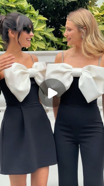 NADINE MERABI on Instagram: "The bigger the bow, the better 🎀 

If you’re a big bow kind of girl, this one’s for you. Meet our Jenny dress and jumpsuit 💝" Bow Dress Outfit, Dress With Big Bow, Nadine Merabi, Black And White Wedding Theme, White Wedding Theme, Bow Dress, Re A, Big Bow, July 12