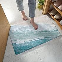 Beach Bathroom Decor Ideas, Beach Rug, Shaggy Carpet, Beachy Bathroom, Entrance Floor, Indoor Mats, Rugs Blue, Ocean Style, Coastal Room