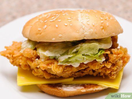 How to Make Zinger Burgers: 15 Steps (with Pictures) - wikiHow Hamburgers On The Stove, Zingers Recipe, Zinger Burger Recipe, Bun Kabab Recipe, Chicken Fillet Burger, Chicken Broast, Chicken Zinger, Bun Kabab, Kfc Burger