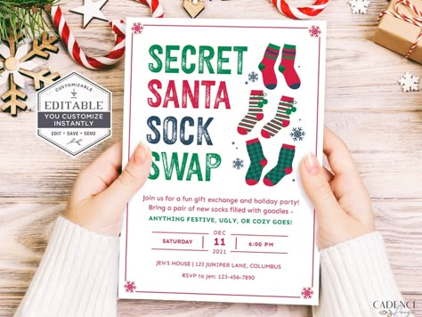 Christmas Sock Exchange Party Invite Holiday Sock Swap Party | Etsy Christmas Sock Exchange Party, Christmas Sock Exchange, Sock Exchange Party, Christmas Socks Exchange, Socks Exchange, Potpourri Gift, Swap Party, Socks Party, Christmas Sock