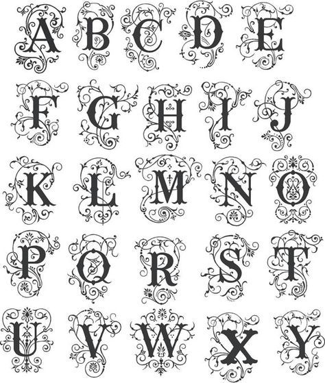 Calligraphy Fonts Alphabet, Lettering Styles Alphabet, Design Alphabet, Hand Lettering Alphabet, Lettering Alphabet Fonts, Calligraphy Alphabet, Lettering Styles, Alphabet Art, Illuminated Letters