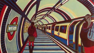 Gudrun Sibbons signed oil paintings -  Robert Perera Fine Art Gallery of Lymington London Poster, Relief Printing, U Bahn, Woodcuts Prints, A Level Art, London Art, Lino Print, West End, Print Artist