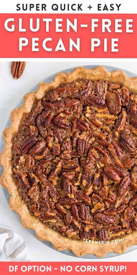 Gf Pecan Pie Recipe, Oatmeal Pie Crust Recipe Gluten Free, Crustless Pecan Pie Gluten Free, Gf Df Pecan Pie, Gluten And Dairy Free Pie Recipes, Gluten Free Buttermilk Pie, Healthy Pies Recipes, Pecan Pie Recipe Gluten Free, Gluten Free Chocolate Pecan Pie