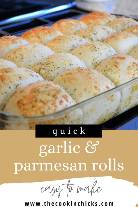 Parmesan Rolls, Dinner Rolls Recipe Homemade, Rhodes Rolls Recipes, Rhodes Dinner Rolls, The Cookin Chicks, Frozen Dinner Rolls, Garlic Rolls, Frozen Rolls, Delicious Chicken Dinners