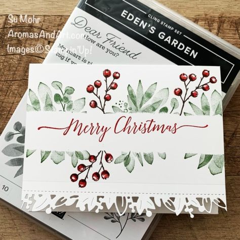 Handprint Bunnies, Bunny Craft, Stamped Christmas Cards, Homemade Christmas Cards, Stampin Up Christmas Cards, Stampin Up Christmas, Diy Christmas Cards, Garden Of Eden, Stamping Up Cards