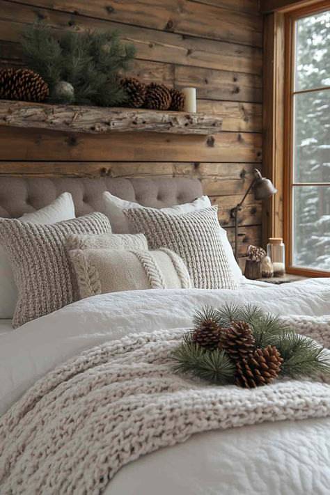 40 Nature-Inspired Forest Themed Bedroom Ideas for a Stylish Home Nature Guest Bedroom, Master Bedrooms Woodsy, Forest Theme Guest Room, Northwoods Bedroom Ideas, Wood Cabin Bedroom Ideas, Adirondack Bedroom Ideas, Bedding To Match Sage Green Walls, Winter Lodge Bedroom, Mountain Theme Guest Bedroom