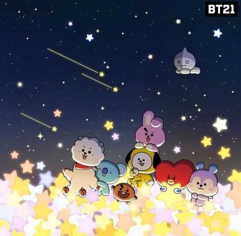 Bt 21, Bts Facts, Cute App, Aesthetic Videos For Edits Love, Kpop Entertainment, Line Friends, Bts Chibi, Agust D, Shooting Stars