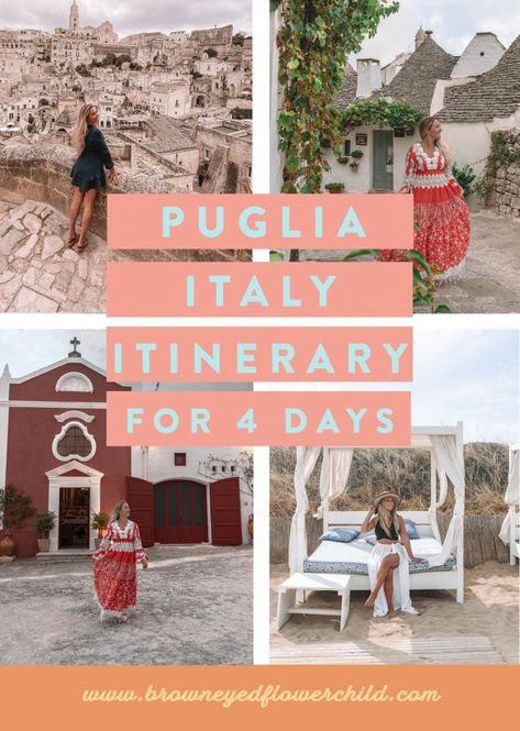 If you're traveling through Southern Italy, follow this detailed Puglia itinerary for 4 days. Discover the best places to visit in Puglia and read about what to do. 4 Days In Puglia, Puglia Italy Itinerary, Puglia Itinerary, Southern Italy Travel, Italy Places To Visit, Italy Places, Best Places In Italy, Matera Italy, Italy Itinerary