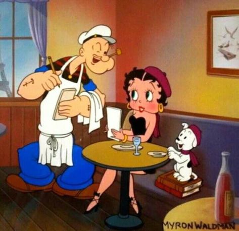 Betty Boop And Popeye Costume, Betty Boop Comic, Disney Movie Night Food, Original Betty Boop, Popeye Olive, Fleischer Studios, Betty Boop Images, Popeye And Olive, Betty Boop Classic