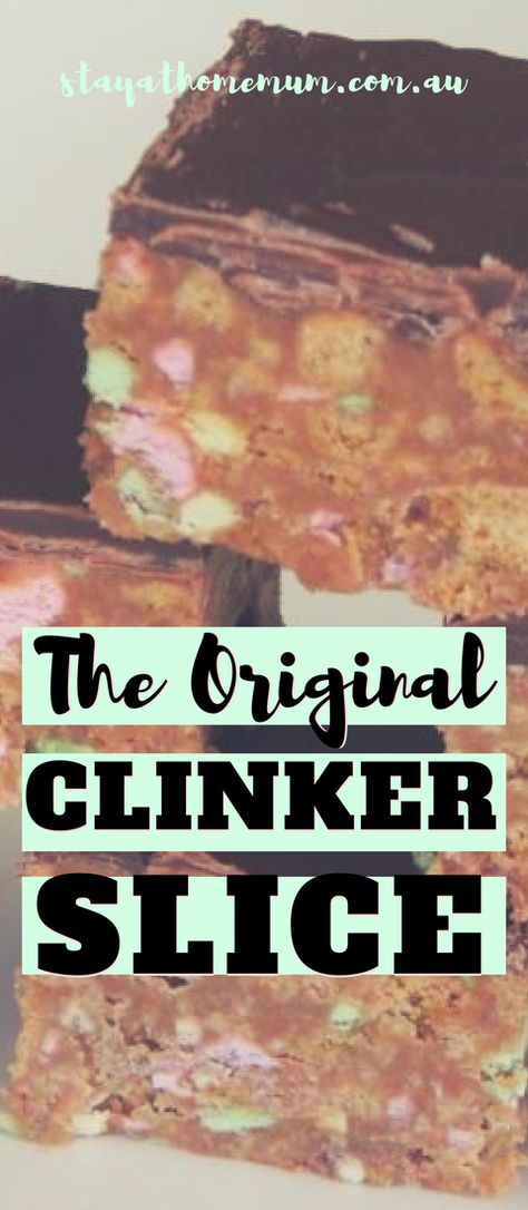 Clinker Slice, Sweet Slices, Slice Recipes, Stay At Home Mum, Slices Recipes, Chocolate Topping, Dessert Spoons, Food Products, The 1980s