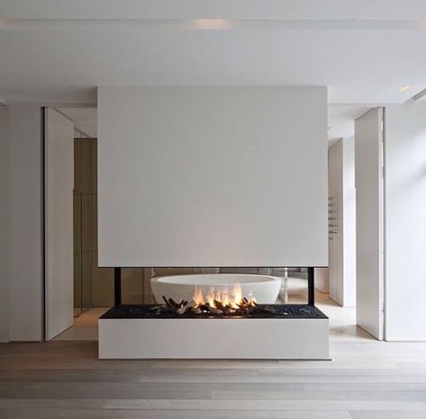 Double Sided Gas Fireplace, Fireplace Modern Design, Two Sided Fireplace, Noi That, Double Sided Fireplace, Stone Interior, Glass Fireplace, Contemporary Fireplace, Home Fireplace