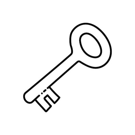 Key icon hand drawn vector illustration | Premium Vector #Freepik #vector #vintage-key #old-key #key #door-key Simple Key Drawing, Old Key Drawing, Key Drawing Simple, Key Graphic Design, Key Doodle, Key Outline, Tattoo Key, Rose Outline Drawing, Key Drawing