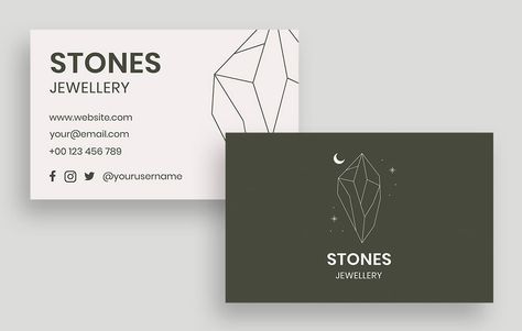 Elegant Hand-drawn Stones Jewelry Business Card Business Card Design For Jewelry, Business Card Design Jewelry, Business Cards Jewelry, Jewelry Business Cards Ideas, Jewellery Business Card, Business Card Jewelry, Business Card Layout, Jewelry Business Card, Branding Checklist