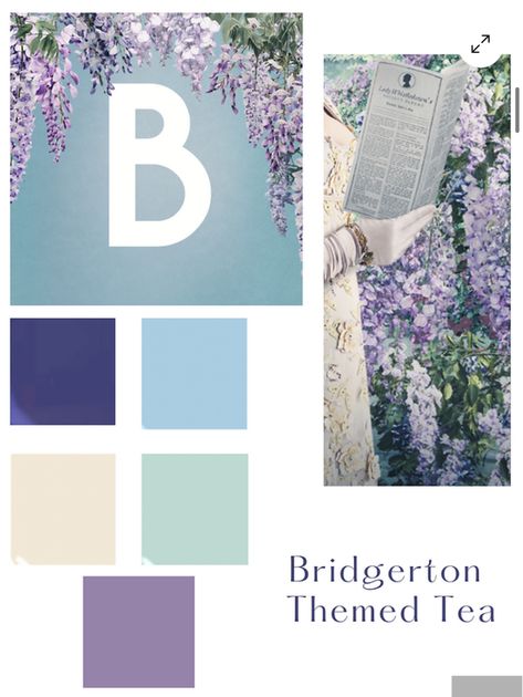 Bridal Shower Color Palette, French Wedding Color Palette, Bridgerton Inspired Crafts, Bridgerton Wedding Color Palette, Brigerton Theme Birthday Party, Bridgerton Themed Tea Party, Brigerton Theme Tea Party, Bridgerton Colors, Bridgerton Inspired Party