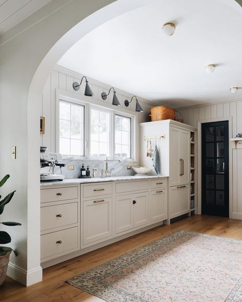 Small Kitchen Big Impact, Grace Start Kitchen, Kensington Taupe Cabinets, Grace Stoffer, Sconces Over Kitchen Sink, Stoffer Home Kitchen, Jean Stoffer Kitchen, Grace Start, Kitchen Sconces