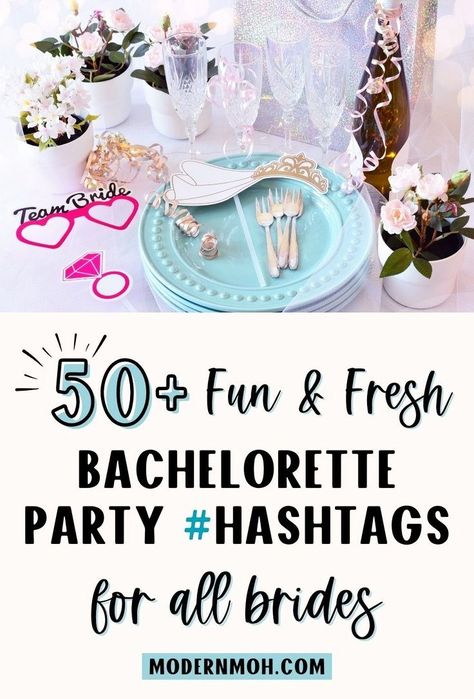 Capture every bachelorette moment with 50+ fun and fresh bachelorette party hashtags! Whether you're an influencer or want your celebration and bachelorette party in the virtual spotlight, our guide to bachelorette hashtags has you covered. Become a hashtag wizard and level up your bash! Check out these fresh bachelorette party hashtag ideas! | Maid of Honor Responsibilities Bachelorette Hashtags, Bachelorette Party Hashtags, Unique Bachelorette Party Ideas, Best Friend Wedding Speech, Funny Bachelorette Games, Maid Of Honor Responsibilities, Unique Bachelorette Party, Trendy Bachelorette Party, Bachelorette Party Unique