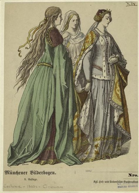 German 1300s fashion 1300s Fashion, 14th Century Fashion, 14th Century Clothing, Medieval Germany, Arabic Clothing, German Outfit, Medieval Woman, Empire Romain, German Fashion