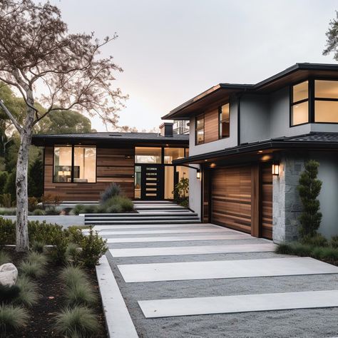 Mixing Mid-Century Modern Home Design with Country Interior Midcentury Modern Exterior Colors, Modern Starter Home, Modern Front Entrance, Mid Century Modern Craftsman, Midcentury Modern House Exterior, Mid Century Modern Homes Exterior, Modern Craftsman Home, Dream Architecture, Mid Century Modern House Exterior