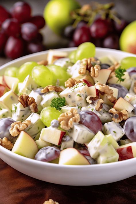 Classic Waldorf Salad - The Stay At Home Chef Easy Antipasto Salad, Classic Waldorf Salad, Grape Salad Recipe, Waldorf Salad Recipe, Ambrosia Fruit Salad, Stay At Home Chef, Waldorf Salad, Oven Roasted Turkey, Grape Salad