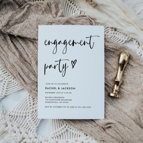 Modern Minimal Black And White Engagement Party for $3.08 - Engagement Party Invitations Black And White Engagement Party, Modern Engagement Party, White Engagement Party, Typography Minimal, Retro Wedding Invitations, Minimalist Typography, Engagement Celebration, Wedding Party Supplies, Retro Wedding