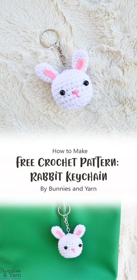 Amigurumi Key Ring Free Pattern, Easy Crochet Keyrings, Crochet Easter Keychain Patterns, Easy Amigurumi Keychain, Crochet Keyring Free Pattern Ideas, Crochet Easter Keychain, Crochet Keychain Animals Free Pattern, Crochet Rabbit Keychain Free Pattern, Crochet Bunny Keychain Pattern