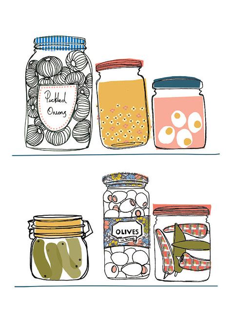 Jars And Pickles Print Cook Illustration, Mats Gustafson, Food Illustration Design, Procreate Ipad Tutorials, Not On The High Street, Soot Sprites, Handmade Stamps, Fun Illustration, Kids Journal