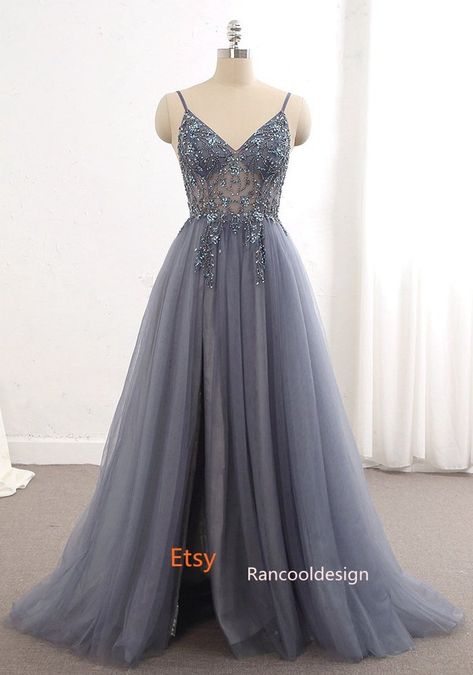 Blue Grey Prom Dresses Long, Purple Grey Prom Dress, Gray Blue Prom Dress, Ashy Blue Prom Dress, Blue Gray Prom Dress, Grey Corset Dress, Grey Grad Dress, Prom Dresses Dusty Blue, Blue Grey Prom Dress