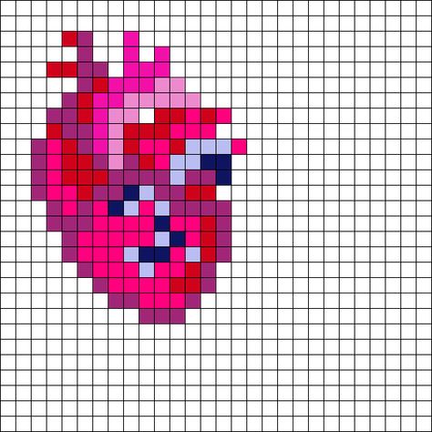 Heart Perler Bead Patterns, Perler Heart, Heart Perler Beads, Perler Bead Heart, Punk Cardigan, Kandi Diy, Heart Pixel Art, Human Heart Drawing, Ironing Beads