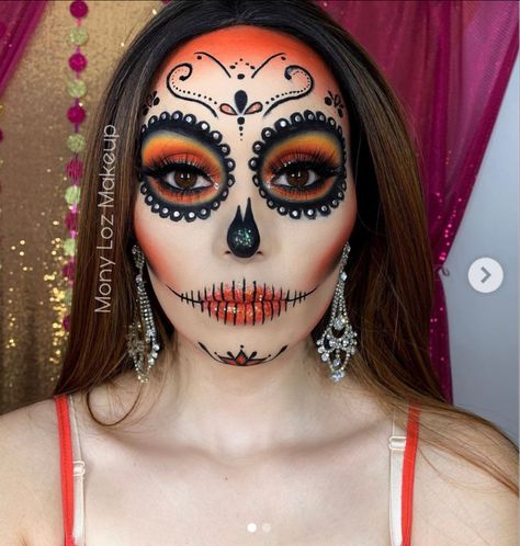 Candy Skull Makeup, Sugar Skull Makeup Tutorial, Catrina Makeup, Muertos Makeup, Halloween Makeup Sugar Skull, Holloween Makeup, Dead Makeup, Costume Carnaval, Creepy Halloween Makeup