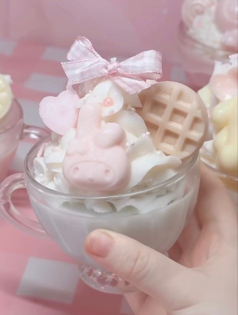 Cutecore Food, Cute Sweets, Aesthetic Food Korean Cute, Cute Japanese Drinks, Aesthetic Japanese Snacks, Cutecore Pudding, Sanrio Dessert Aesthetic, Kawaii Cooking, Soft Pink Theme