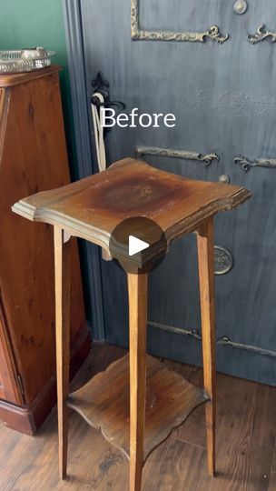 588K views · 13K reactions | Up cycled Plant Stand | Last time I upcycled a plant stand - it turned in to a very OTT candelabra.  So I really wanted to do something simple this time.  A little bit of... | By Iveta ZiedinaFacebook Simple Diy Plant Stand, Nightstand Redo Ideas, Oak End Table Makeover, Painted Side Table Ideas, Upcycled Plant Stand, Painted Plant Stand, Plant Stand Makeover, Candelabra Decor, Furniture Recycle