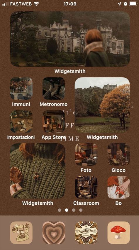 Fall Phone Homescreen, Autumn Phone Layout, Fall Phone Theme, Autumn Widgets, Fall Ios, Brown Autumn, Wallpaper Fall, Ios App Iphone, Iphone Wallpaper Fall