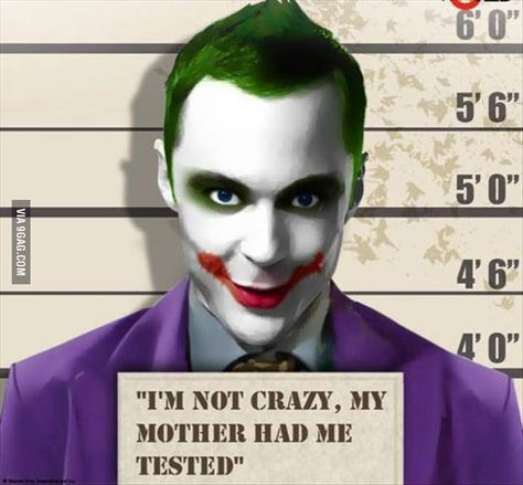 All the talk about the knew Joker, I think this guy would kill it. Big Bang Theory Funny, The Big Band Theory, The Bigbang Theory, The Bat Man, Jim Parsons, Sheldon Cooper, Im Crazy, Big Band, The Joker