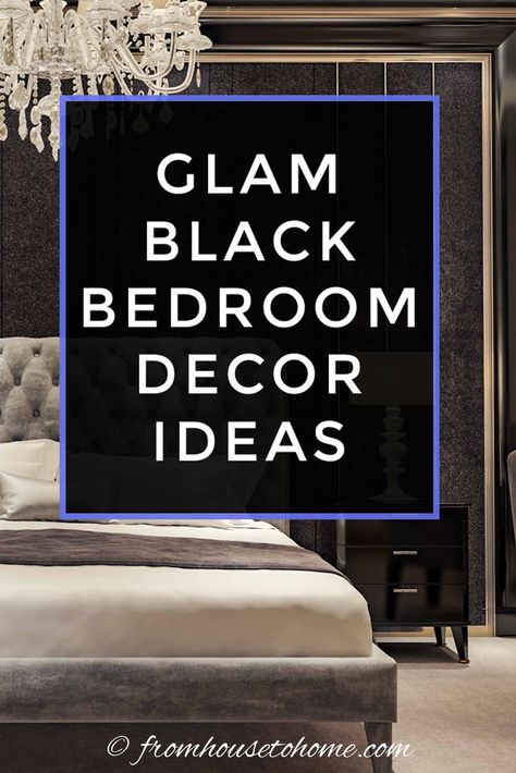 Love these decor ideas for black bedroom walls. Great inspiration for different color schemes, but I really love the ones with white trim and painted ceilings.  #fromhousetohome #bedroom #bedroomdecor #decorating #roomdesign #bedroommakeover #bedroomideas Black Feminine Bedroom Ideas, Romantic Bedroom Ideas For Couples Color Schemes, Black Bedrooms Romantic, Black And Pink Bedroom Ideas Glam, Bedroom Accent Lighting, Dark Bedroom Lighting Ideas, Dark Red Bedroom Walls, Black Bedrooms Ideas, Black Bedroom Bedding