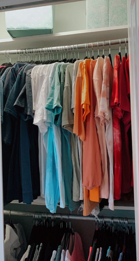 rainbow organization Rainbow Wardrobe Organisation, Roygbiv Closet Organization, Rainbow Organization, Life Romanticized, Wardrobe Rack, Rainbow, Wardrobe, Closet, Furniture