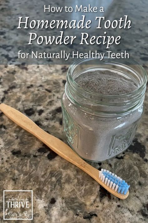 It's easy to have naturally healthy teeth with this quick & easy homemade tooth powder that uses herbs, essential oils, and other natural ingredients! If you're new to all-natural DIY projects, this is the perfect beginner project. Our dentist loves how clean our teeth are when we use this tooth powder! The recipe post gives you all the details you need, including lots of herb, spice, and essential oil ideas to help you create unique flavors and improve your oral health naturally. via @... Diy Tooth Powder, Tooth Powder Recipe, Teeth Whitening Remedies, Diy Teething, Tooth Powder, Whiten Teeth, Natural Toothpaste, Tooth Pain, Tooth Sensitivity