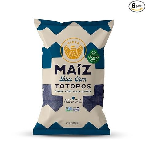 Amazon.com: Siete Maiz Totopos Corn Tortilla Chips | Blue Corn | Gluten Free | Vegan Snacks | Non GMO & Organic Corn Chip | Made with Avocado Oil | Preservative Free | 7.5 Oz. Bag (Pack of 6) Blue Corn Tortillas, Tortilla Chip, Corn Tortilla Chips, Corn Tortilla, Blue Corn, White Corn, How To Cook Potatoes, Corn Kernel, Corn Tortillas