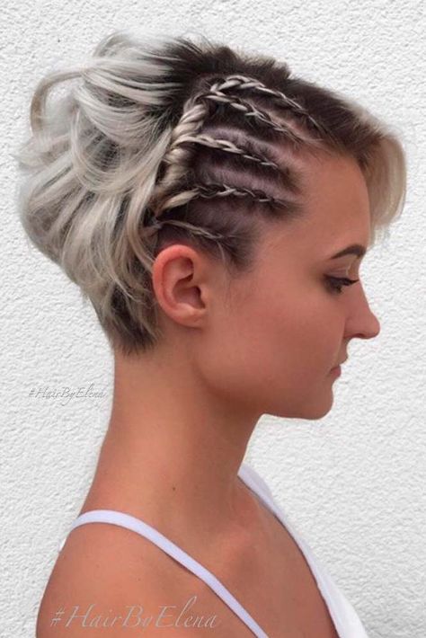 Simple Braids for Short Hair to Look Dazzling ★ See more: http://lovehairstyles.com/simple-braids-for-short-hair/ Hairstyles Aesthetic, Prom Hairstyles For Short Hair, Shorthair Hairstyles, Short Braids, Penteado Cabelo Curto, Hairstyles Curly, Easy Braids, Short Hair Updo, Braided Hairstyles Easy