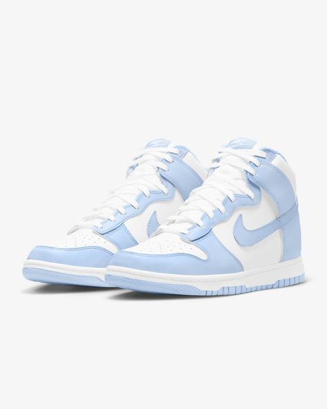 Nike Dunk High Women's Shoes. Nike.com Nike Dunk High Aluminum, Dunk High Aluminum, Nike Dunk High Women, Unc Jordans, Blue Chill, Powder Blue Color, Nike Tracksuit, Nike High, Nike Models