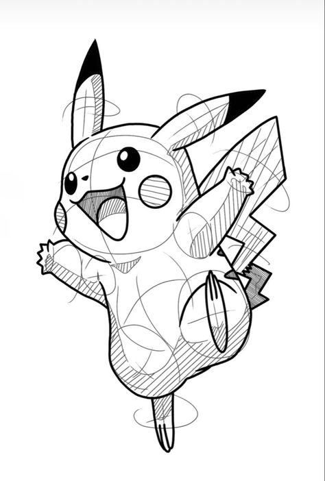 Pikachu Tattoo, Pokemon Painting, Pokemon Sketch, Superhero Coloring, Pokemon Tattoo, Hand Lettering Inspiration, Black And White Art Drawing, Cartoon Sketches, Desenho Tattoo