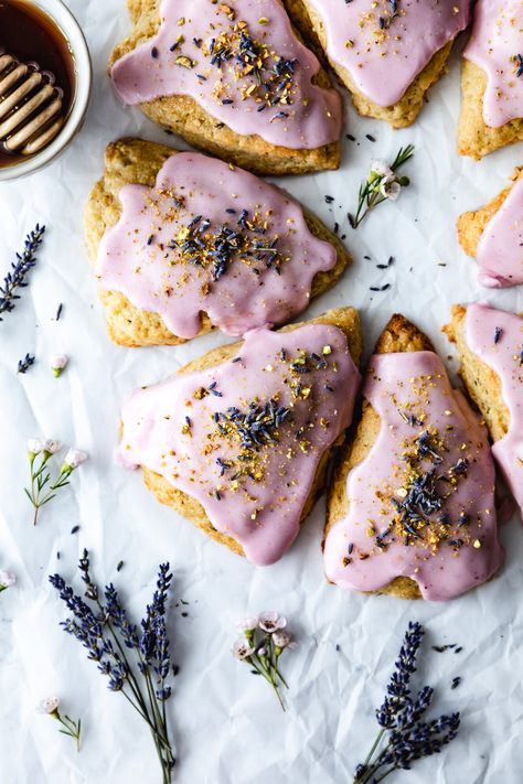 Honey Lavender Scones Lavender Scones, Lavender Recipes, Honey Lavender, Culinary Lavender, Scone Recipe, Baking Sweets, Sugar Rush, Breakfast Treats, Pretty Food