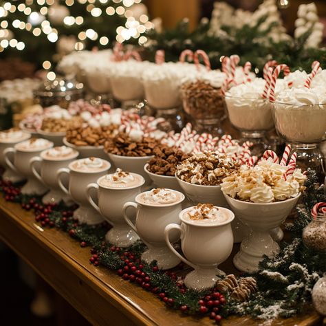 Winter Wedding Cocktail Hour, Hot Chocolate Bar For Wedding, Cozy Winter Party, Hot Beverage Station, Elegant Tips, Chic Winter Wedding, Angel Wedding, Hot Chocolate Maker, Wedding Cocktail Hour