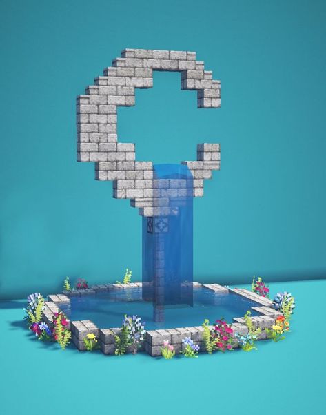 minecraft build Minecraft Mini Waterfall Ideas, Minecraft Waterfall Aesthetic, Water Fall Minecraft Ideas, Magical Minecraft Ideas, Minecraft Aesthetic Builds Tutorial, Minecraft Feywild, Fairy Tree Minecraft, Cool Things To Build On Minecraft, Moon Building Minecraft