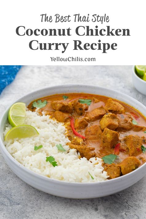 Enjoy the rich, creamy, and bold flavors of this Coconut Chicken Curry with our easy one-pot recipe! Made with tender boneless chicken, aromatic spices, and fresh ingredients, all simmered in creamy coconut milk. It’s perfect served with your favorite steamed white, jasmine, or basmati rice for a comforting lunch or dinner! Chicken With Coconut Milk Recipes, Chicken With Coconut Milk, Coconut Chicken Curry Recipe, Homemade Takeout, Thai Coconut Curry Chicken, Japanese Chicken Curry, Coconut Curry Chicken Recipes, Creamy Coconut Chicken, Homemade Curry Powder