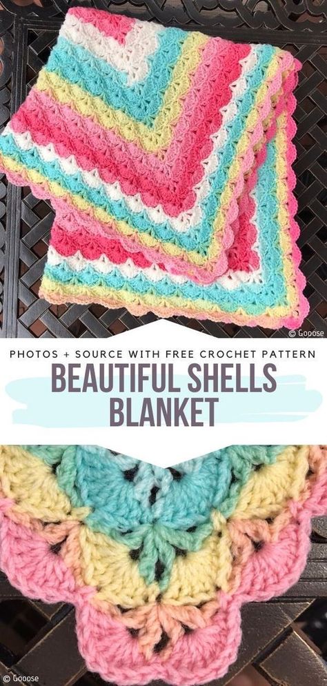 Unique Crochet Blanket Patterns Free, Afghan Squares, Beautiful Shells, Crochet Baby Blanket Free Pattern, Crocheted Patterns, Skins Minecraft, Easy Knitting Projects, Confection Au Crochet, Baby Afghan Crochet