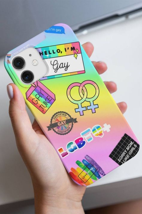 Lesbian pride rainbow collage indie LGBTQ gay aesthetic bisexual bi girls cute trendy phone case. Pride Phone Case, Clear Phone Case Design, Gay Aesthetic, Pretty Iphone Cases, Trendy Phone Cases, Collage Phone Case, Pretty Phone Cases, Clear Phone Case, Rainbow Pride