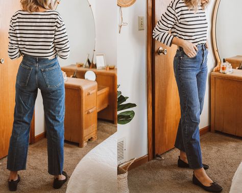 A review of the Everlane Way High Jean + EVERY other style of jean on the Everlane website! #everlanedenim #everlanewayhighjean #everlanereview 90s Cheeky Jean Everlane, Everlane Rigid Slouch Jean, Everlane Cheeky Jeans Outfit, Everlane Jeans Outfit, Everlane Cheeky Jean, Everlane 90s Cheeky Jean, Everlane Way High Jean, Mid Rise Jeans Outfit, Slim Jeans Outfit