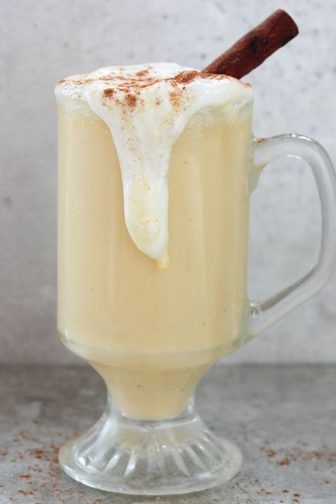 Rumchata Eggnog Recipe, Eggnog Desserts, Eggnog Poke Cake, Mini Eggnog Cheesecake, Eggnog Hot Chocolate, Spiked Hot Chocolate Recipe, Eggnog Cheesecake Recipe, Eggnog Dessert, Spiced Eggnog