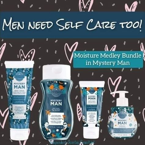 With Father's Day coming up, it's the perfect time to remind you that MEN NEED SCENTSY TOO!🕴🏻🕴🏼🕴🏾🕴🏿 😉 We have products for them in more masculine scents. With fragrant notes of Bergamot, Vanilla tobacco, candlewood, and amber. Everything from bodycare to car bars, scent circles, scent packs, room sprays and wax bars. Perfect for his office or man cave. Find most of these items under the COLLECTIONS tab 💙🖤🩶🤍 Mystery Man Scentsy, Scent Circles, Mystery Man, Selling Scentsy, Scentsy Consultant Ideas, Scentsy Party, Room Sprays, Masculine Scent, His Office